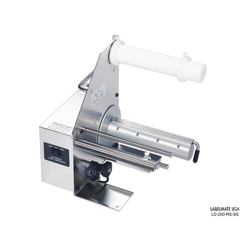 Labelmate Automatic Stainless Steel Label Dispenser for opaque labels up to 6.5” wide LD-200-RS-SS-Dispensers-CardBoardCore